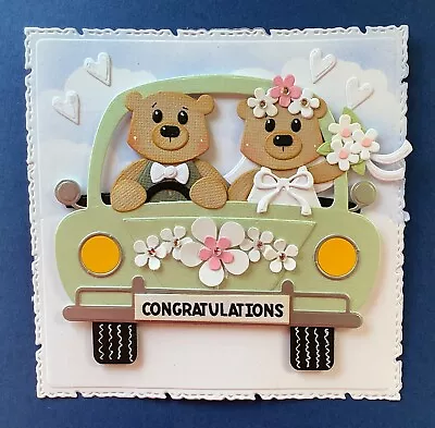 £2.20 • Buy Handmade Wedding Card Topper …bride & Groom/honeymoon Car/sentiment/flowers  A