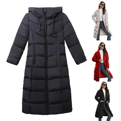 £22.99 • Buy Women's Winter Long Parka Quilted Knee Coat Hooded Ladies Warm Padded Jacket