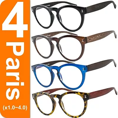 4 Pairs Mens Womens Oval Round Fashion Retro Power Reading Reader Glasses 1-4 • $12.49