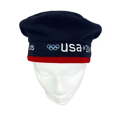 2002 ROOTS USA Olympics Vintage Fleece Beret Hat Cap Official Brand Navy Blue • $9.77