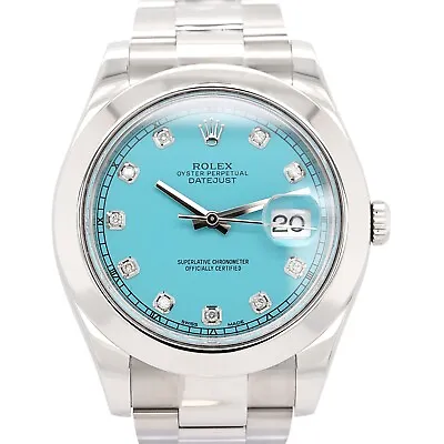 Rolex 116300 Datejust II Stainless Steel Turquoise Diamond Dial Watch • $9995