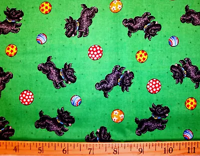 Htf 2003 Mary Engelbreit Scottie Dog Balls On Green Cotton Fabric 9 1/2  X 45  • $7.95