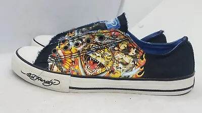 ED HARDY Mens Low Top Sneakers Tiger Tattoo Slip On Shoes Size 10 • $40