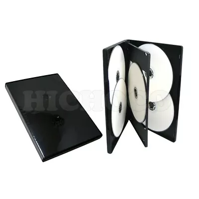 5 Pack Standard 14mm Multi Hold 6 Disc Six CD DVD Black Case Movie Box • $9.99