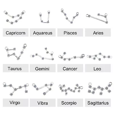 12pcs Jewelry DIY Accessory Assorted Zodiac Constellations Alloy Pendant Charms • £5.39