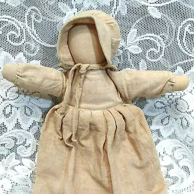 Handmade Vintage Cloth Baby Doll Long Muslin Dress & Bonnet SIGNED NAMED DATED • $30