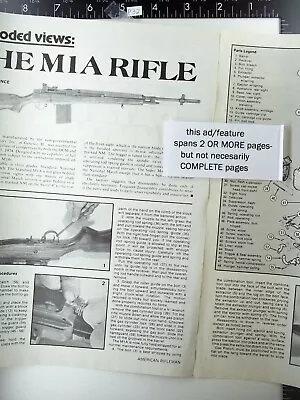 1980 Springfield Armory M1A Rifle 2 Pg Vintage Magazine Disassembly Feature (ad) • $11