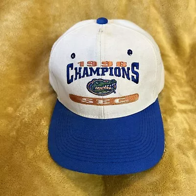 Vintage University Of Florida Gators Hat 1996 Mens One Size White Blue Snapback • $24.88