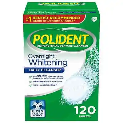 $8.87 • Buy Polident Overnight Whitening Antibacterial Denture Cleanser Tablets, 120 Count