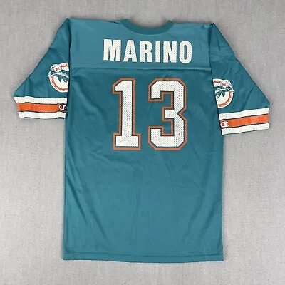 Vintage Miami Dolphins #13 Dan Marino Size 44 Jersey Football Teal Champion USA • $48.89