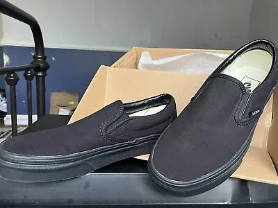 Vans CLASSIC SLIP ON Men's/Women's All Black VN000EYEBKA Canvas Shoes! 5.5M/7W • $35.99