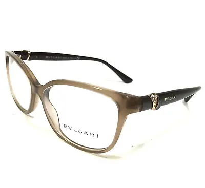 Bvlgari Eyeglasses Frames 4128-B 5406 Clear Brown Gold Crystals 54-16-140 • $264.98