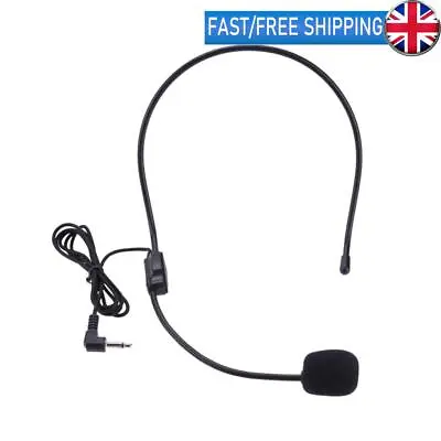 3.5mm Plug Head Mic Head-mounted Wired Microphone Over Head For Teaching Meeting • £4.89