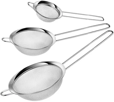 Mesh SIEVE Strainer Strainers FINE Small Large Stainless Steel Colander Kitchen • £8.99