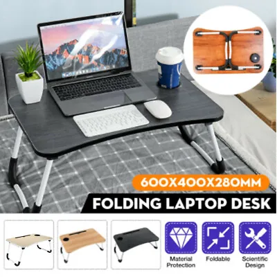 Laptop Table Stand Desk Lap Tray Sofa Bed Cup Slot Portable Foldable Adjustable  • $22.95