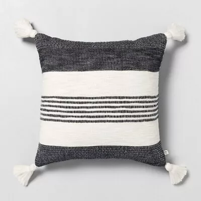 Hearth & Hand Magnolia  18  X 18  Center Stripe Tassel Gray Throw Pillow • $17.99