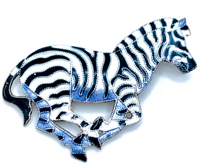 Designer Zarah Signed Enamel Over Sterling Silver Zebra Pin Cute! • $19.50