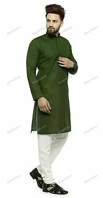 Mens Kurta Designer Indian Wedding Formal Dress Clothing Cotton Indian Shirt • £16.98