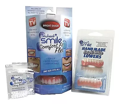 Instant Smile Comfort Flex Bright White + Lower Veneers + 3 Pks Impression Beads • $32.95