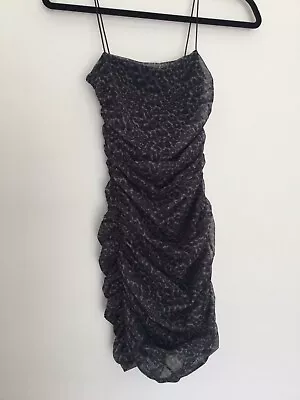 Oh Polly Ruched Black And Grey Dress Size 6 VGC • £9.99