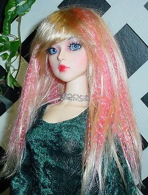 DOLL Wig Monique Gold  J-Rock  Size 7/8 In Blonde W Pink • $26.34