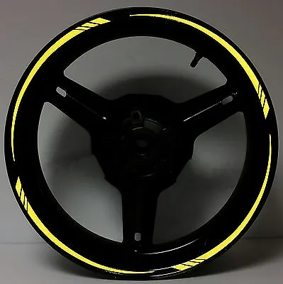 Bright Yellow Reflective Motorcycle Rim Stripes Wheel Decals Tape Stickers 17  • $20.97