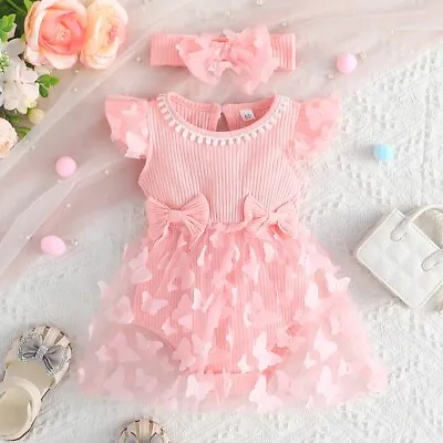 Newborn Baby Girl Clothes Infant Tulle Romper Floral Suspender Dress Jumpsuit • £11.78