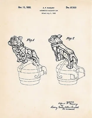 1932 Mack Truck Bulldog Hood Ornament Mascot Emblem Radiator Cap Patent Gifts • $21.95