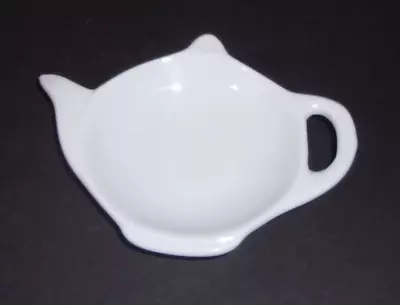 WHITE CERAMIC TEAPOT Tea Bag Holder  Teabag  **New** • $4