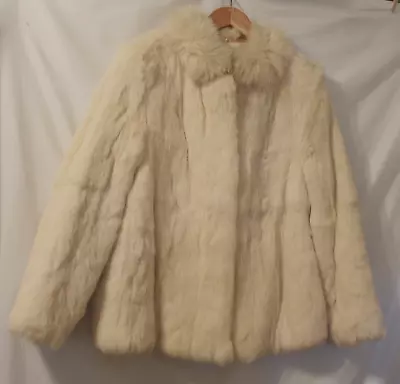 Cream Rabbit Fur Coat RN 59614 Korea Size M Vintage Cream Off White.... • $41.89