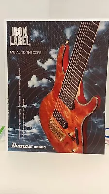 Ibanez Guitars - Iron Label 8 String Guitars   - 11x8.5 - Print Ad.  9 • $6.95