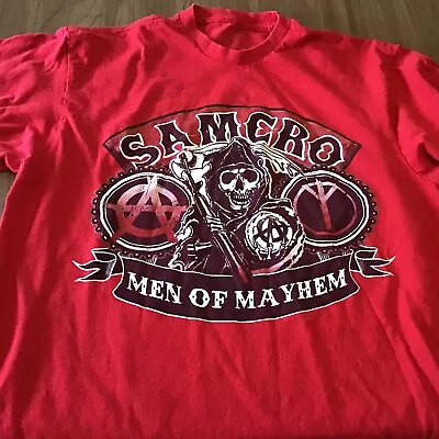 Sons Of Anarchy Samcro Men Of Mayhem Reaper T Shirt Men Short Sleeve Red Sz L • $10.40