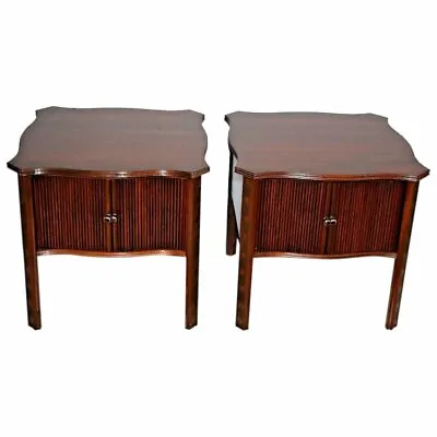 Vintage Pair Of Ethan Allen Nightstands End Tables Cabinets Sliding Pocket Doors • $1046.50