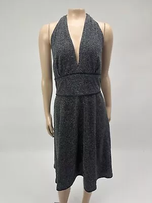 Vintage 90's 80's Y2K Women's Dress Prom Party Metallic Knit Halter Stretch G21 • $27.99