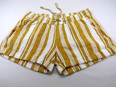 Old Navy Women's S [ 30-34W 3L ] Sunflower Yellow Striped Linen Rayon Shorts • $11.93