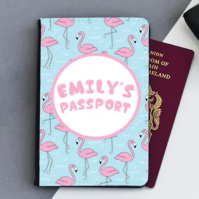£9.99 • Buy Personalised Custom Flamingo Scene Girls Kids Children's Passport Holder Cover