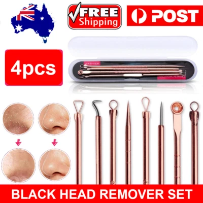 $3.99 • Buy 4pc Blackhead Remover Black Head Remover Tool Kit Pin Pimple Popper Pore Blemish