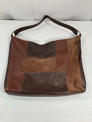 Marco Buggiani Leather & Suede Italian Handbag Brown Patchwork Made In Italy • $20