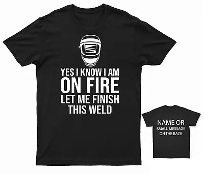 On Fire Welder T-Shirt  Welding Mask Graphic Adult Casual Tee • £14.95