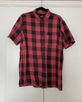 Hollister Red Black Buffalo Check Checked Plaid Men’s Button Up Shirt Size M • £4.99