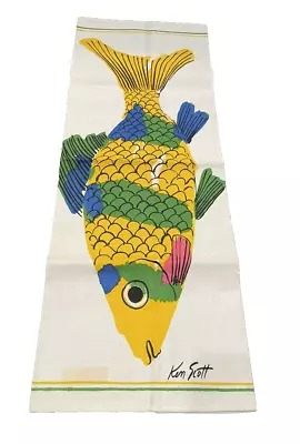 Vintage Tea Towel Ken Scott  Rainbow Fish” Zucchi Design Italy Colorful NEW • $39.95