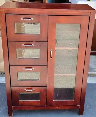 Beautiful Vintage Solid Wood Cabinet – Veneer Finish – Beveled Glass Doors – VGC • $199.99