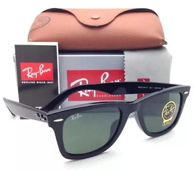 New RAY-BAN WAYFARER Sunglasses RB 2140 1358/31 50-20 Black Frames Green Lenses • $189.99