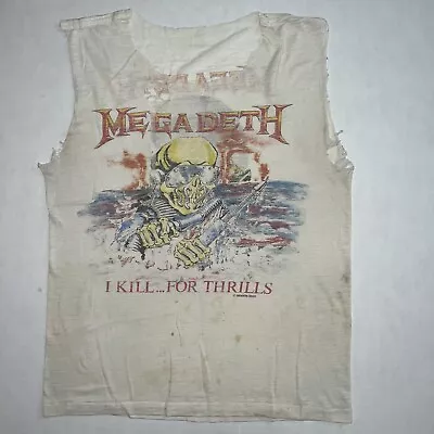 Vintage Megadeth Shirt I Kill For Thrills 1988 Heavily Distressed Speed Metal • $180