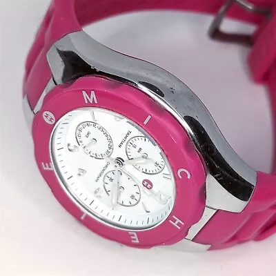 Michele Tahitian Jelly Women's Watch Hot Pink Silicone MWW12F0000017 Chronograph • $114.99