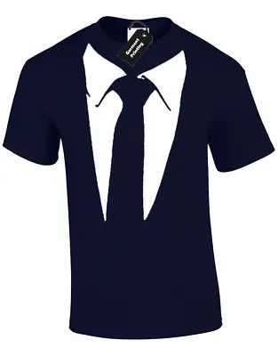 Shirt And Tie Mens T Shirt Funny Novelty Fancy Dress Party Stag Tuxedo Joke Tee • £7.99