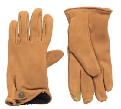New $98 UGG Tabbed Splice Vent Leather Gloves Chestnut Brown Lined Men’s Size L • $59.95