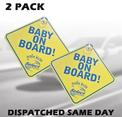 2 X  Baby On Board Car Signs Child Children Window Suction Cup Safety Warning UK • £2.29