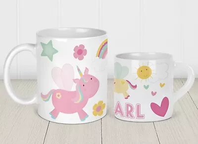 Personalised Printed Plastic Or Ceramic Childs Mug Pretty Unicorn 6oz / 11oz • £8.99