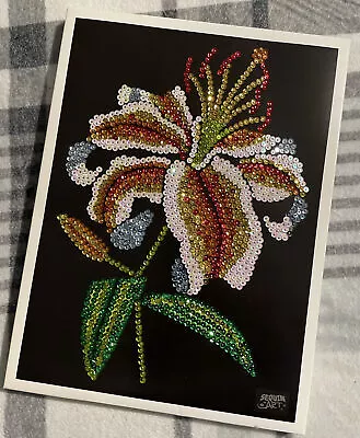 £0.99 • Buy Dazzling Sequin Wall Art Picture. Flower, Lilly Picture Box Picture. (frameless)